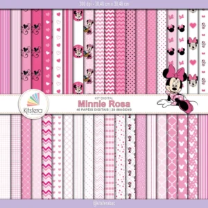 Papel Digital Minnie Rosa (40 Papéis para Personalizados)