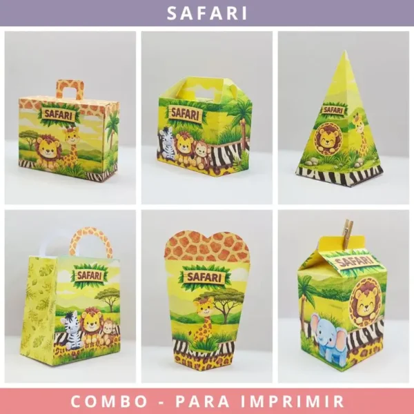 Kit Festa Safari para imprimir - Combo