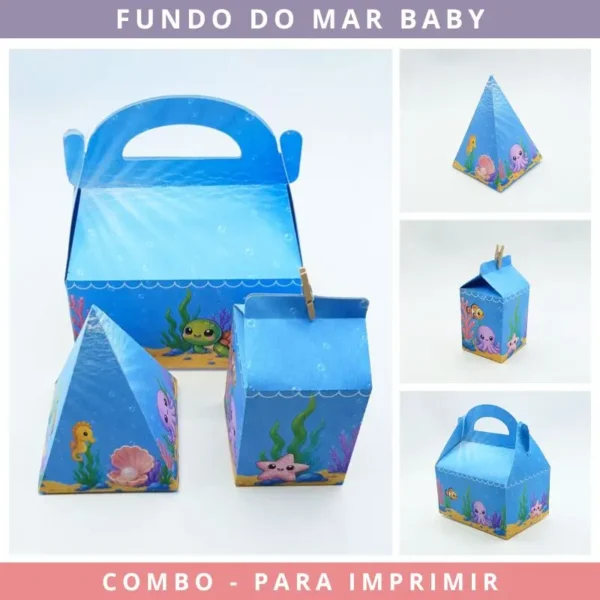 Arquivo de Corte Fundo do Mar Baby | Kit com 3 Caixinhas