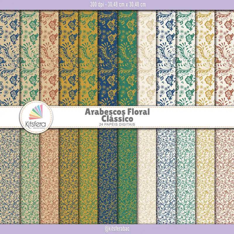 Papel digital Arabescos Floral Clássico