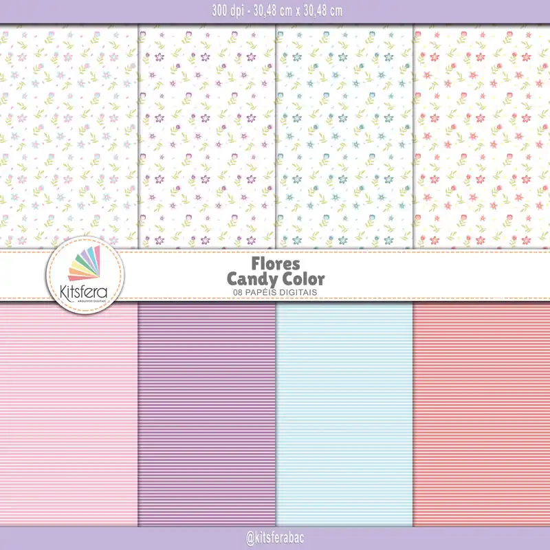 Papel Digital Flores Candy Color