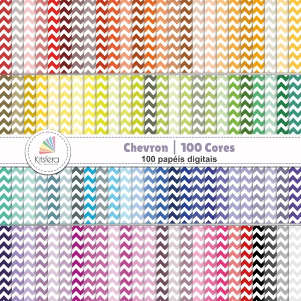 Kitsfera Arquivos Digitais 26 Papel Digital Chevron 100 Cores