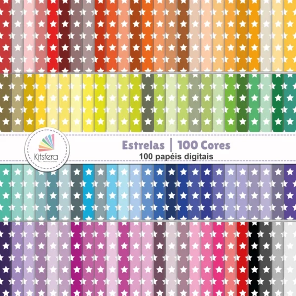 Kitsfera Arquivos Digitais 24 Papel Digital Estrelas 100 Cores