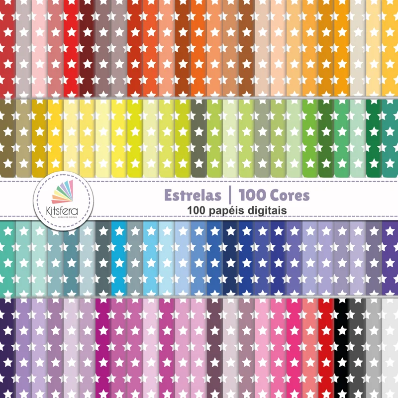 Papel Digital Estrelas 100 Cores