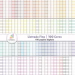 Papel Digital Listrado Fino 100 Cores