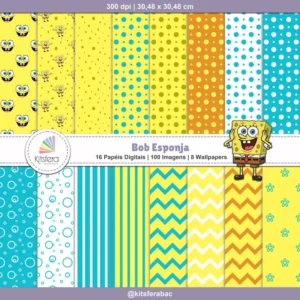 Kit Digital Bob Esponja - 100 Imagens + 16 Papéis + 8 Wallpapers