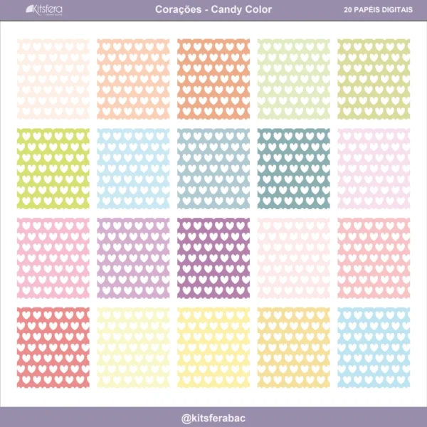 Papel Digital Corações Candy Color