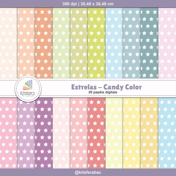Papel Digital Estrelas Candy Color