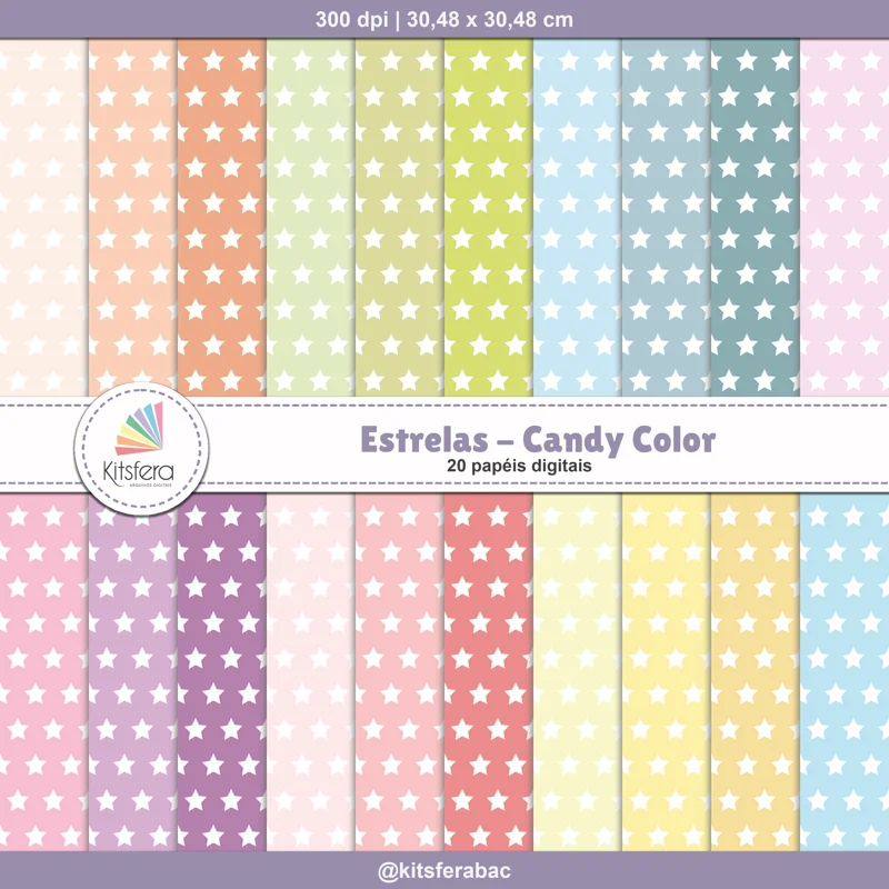 Papel Digital Estrelas Candy Color