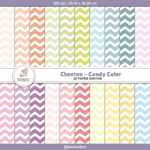 Papel Digital Chevron Candy Color