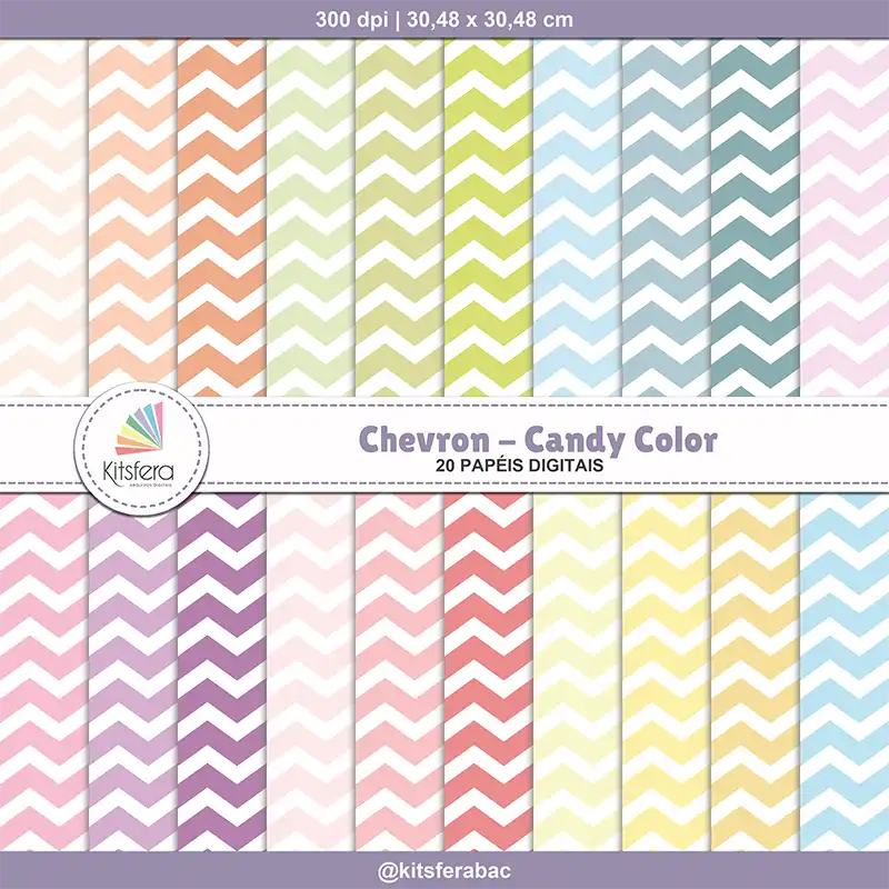 Papel Digital Chevron Candy Color