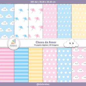 Papel Digital Chuva de Amor