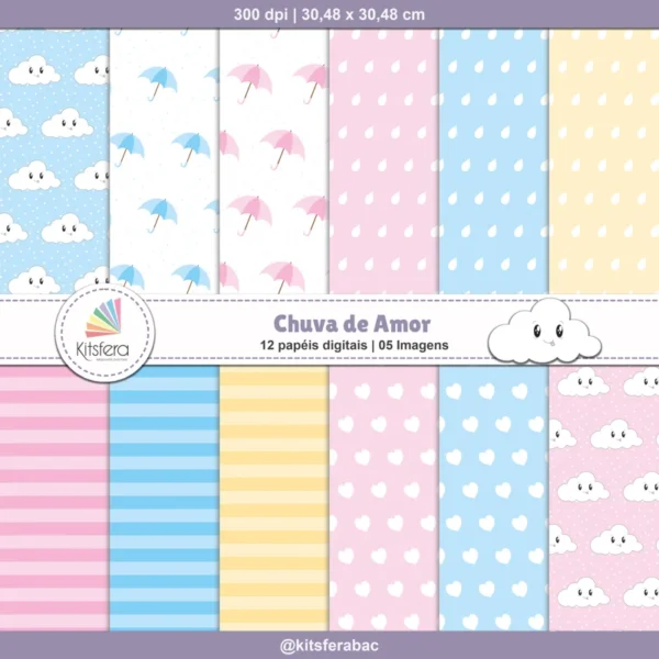 Papel Digital Chuva de Amor