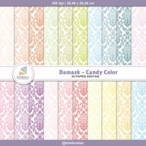 Papel Digital Damask Candy Color