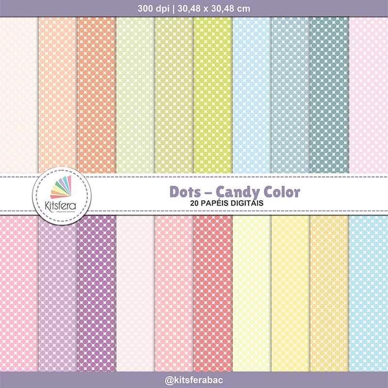 Papel Digital Dots Candy Color