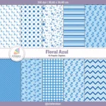 Papel Digital Floral Azul