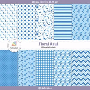 Papel Digital Floral Azul