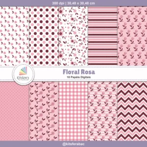 Papel Digital Floral Rosa