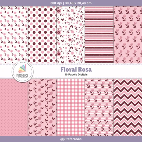 Papel Digital Floral Rosa