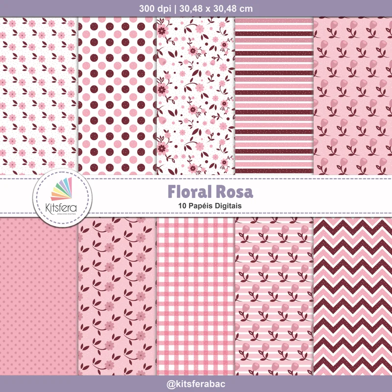 Papel Digital Floral Rosa