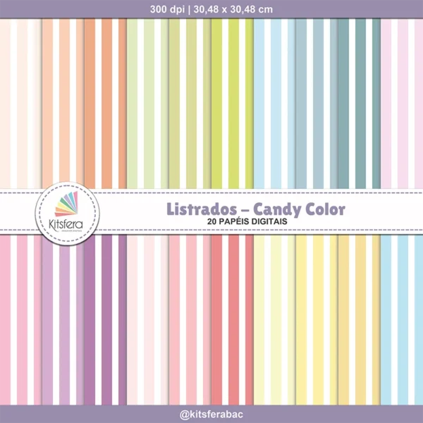 Papel Digital Listrado Candy Color
