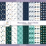 Papel Digital Masculino Azul e Verde