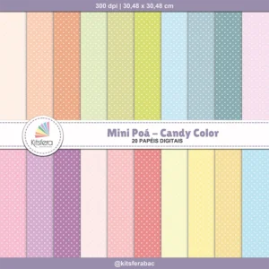 Papel Digital Mini Poá Candy Color