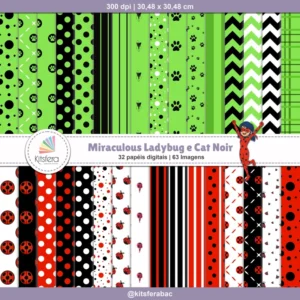 Papel Digital Miraculous Ladybug e Cat Noir