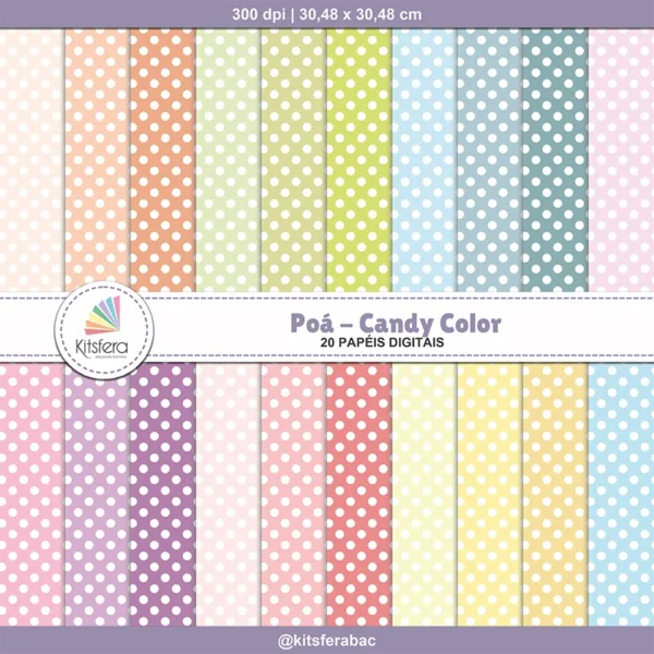Papel Digital Poá Candy Color