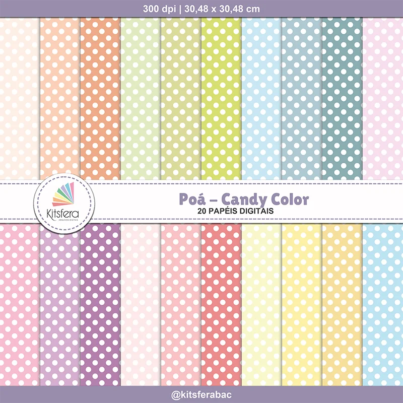 Papel Digital Poá Candy Color