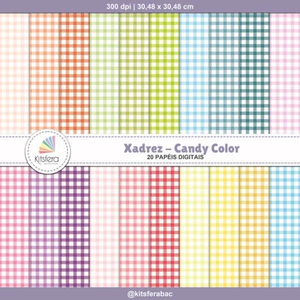 Papel Digital Xadrez Candy Color