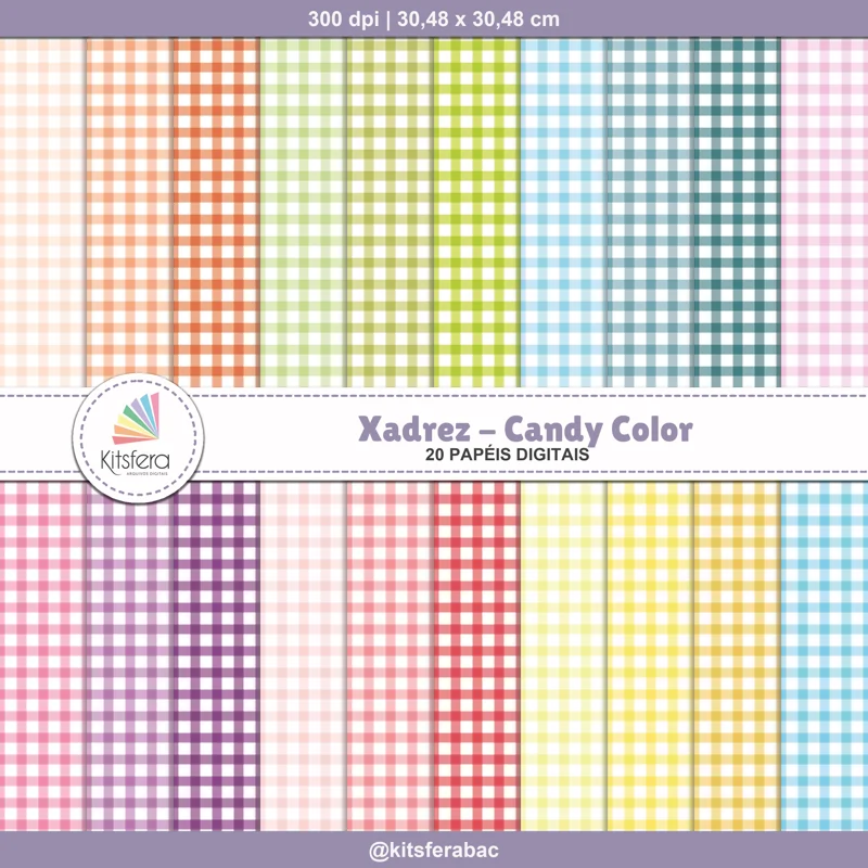Papel Digital Xadrez Candy Color
