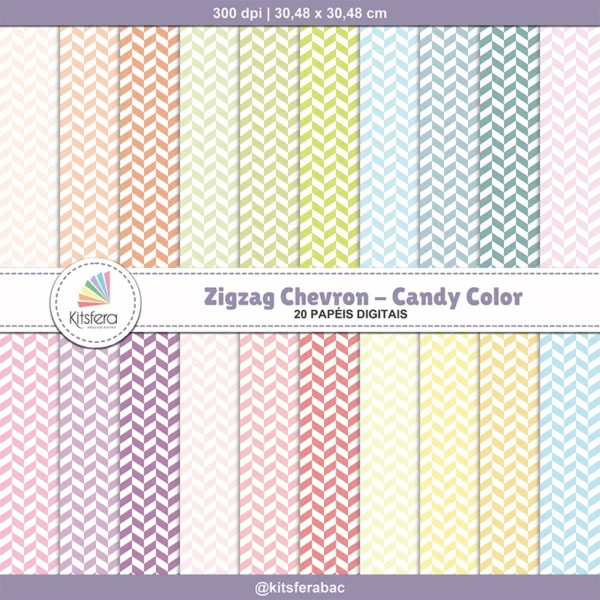 Papel Digital Zigzag Chevron Candy Color