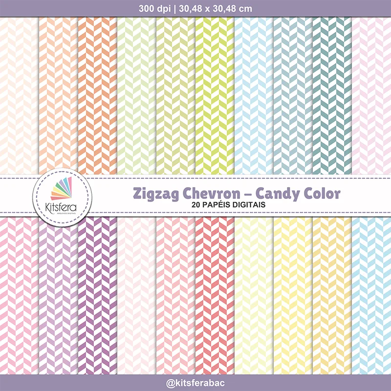 Papel Digital Zigzag Chevron Candy Color