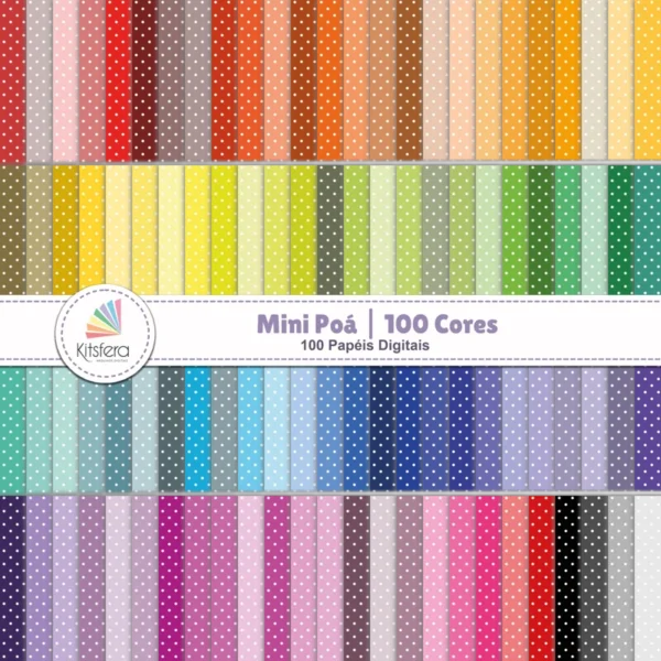 Kitsfera Arquivos Digitais 18 Papel Digital Mini Poá 100 Cores