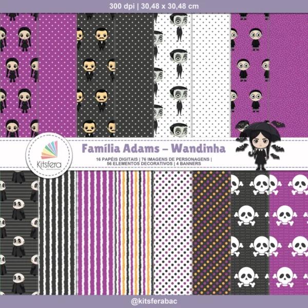 Papel Digital Família Adams - Wandinha