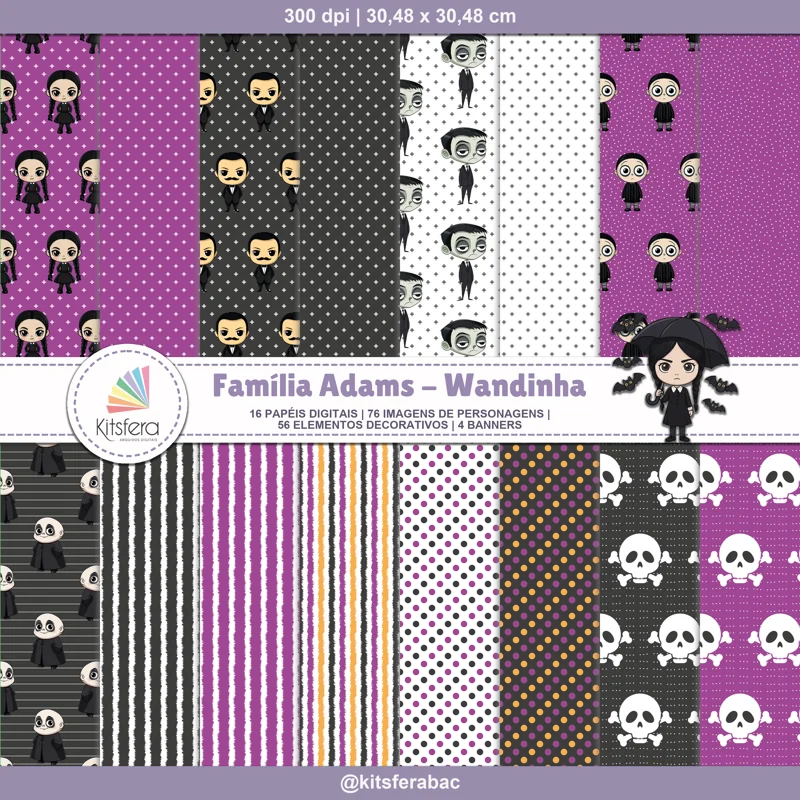 Papel Digital Família Adams - Wandinha