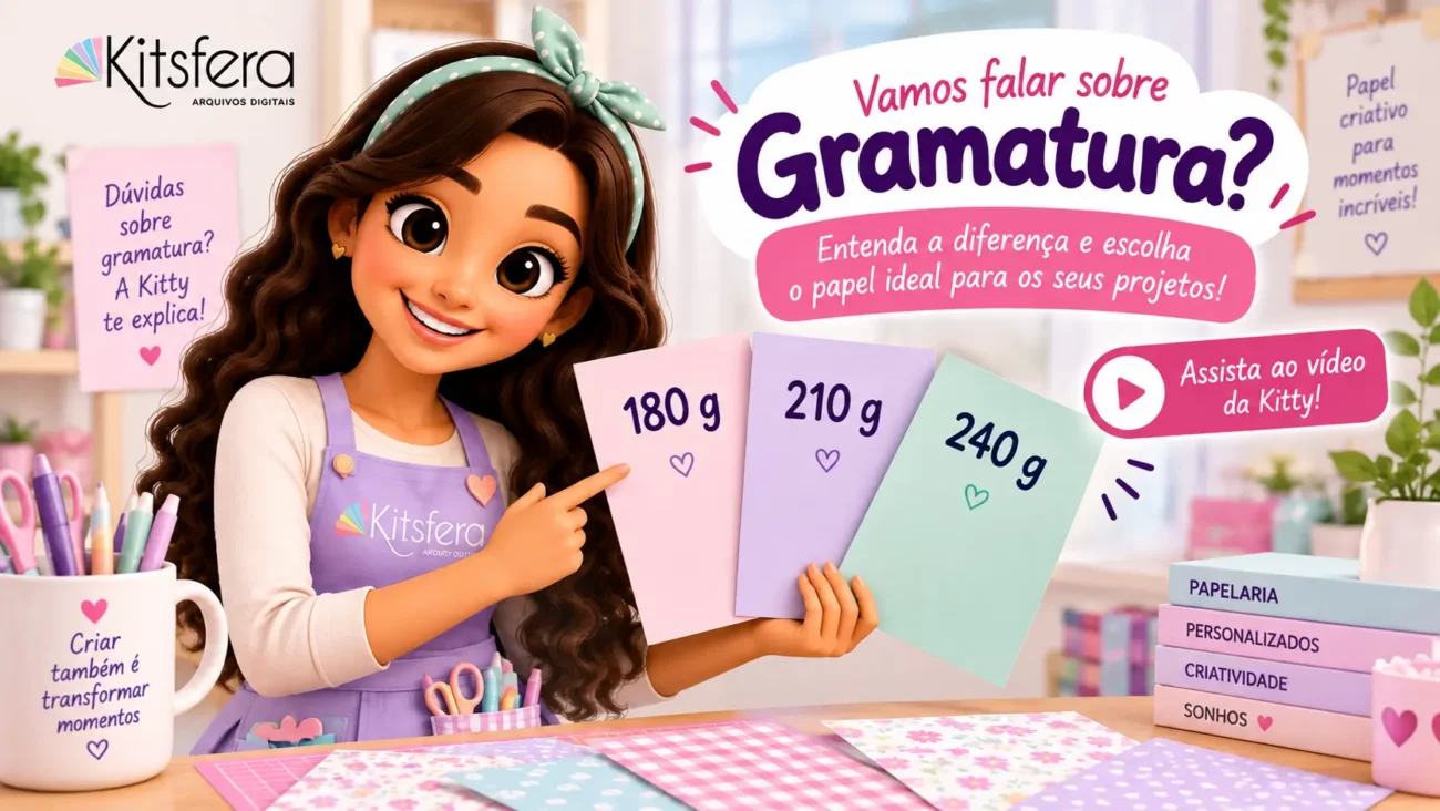 Gramatura do Papel: Como Escolher o Papel Certo para Papelaria Personalizada 1 Kitty explica o que é gramatura do papel
